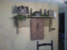 farm house table, old wagon, cabinet and shelf Main Image
